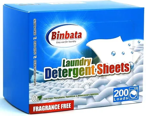 Miniatura 9 de Binbata Hojas de detergente para ropa, 200 cargas, aroma cítrico, hipoalergénicas, ecológicas, biodegradables, sin plástico, sin líquido, aptas