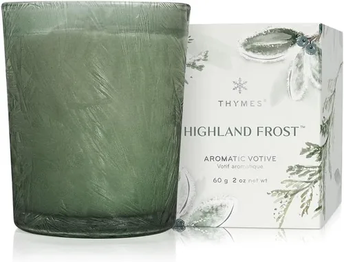 Thymes - Vela votiva en caja con aroma a montaña nevada, con notas nítidas de hojas de salvia, eucalipto y ciprés, fragancia de lujo para el hogar,