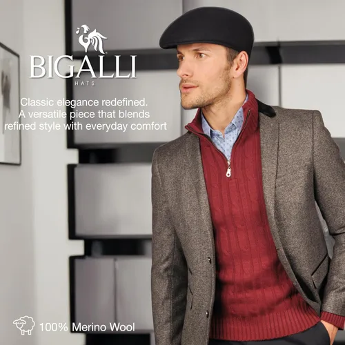 Miniatura 4 de Bigalli Ascot Newsboy Sombrero de Lana Fieltro para Hombres Crushable Protección Solar Repelente al Agua Boina para Hombre