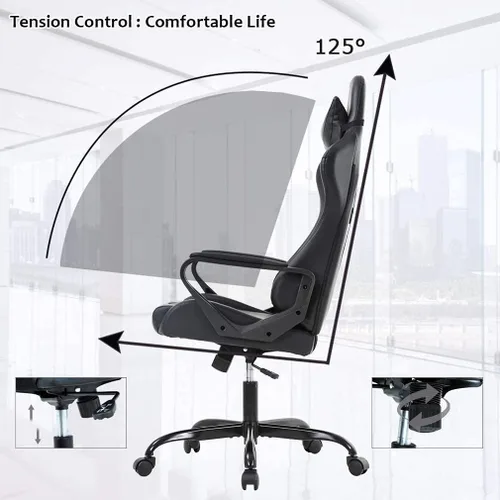 Miniatura 5 de Silla de juegos, silla de oficina, silla de computadora, silla de carreras ergonómica para videojuegos para niños, adolescentes y adultos, silla