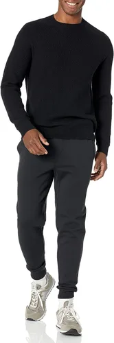 Miniatura 4 de Tienda Essentials Suéter de cuello redondo de gran tamaño para hombre, texturizado, algodón