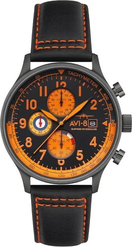 Miniatura 9 de Reloj analógico AV-4011 Hawker Hurricane, con mecanismo de cuarzo japonés, con correa de piel, de AVI-8