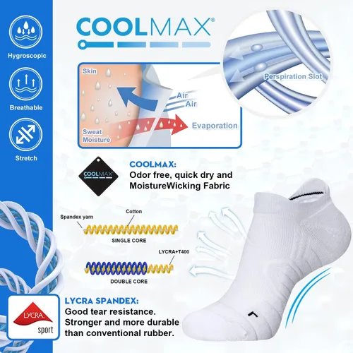 Miniatura 2 de Hylaea Calcetines deportivos para correr con cojín acolchado que absorbe la humedad corte bajo