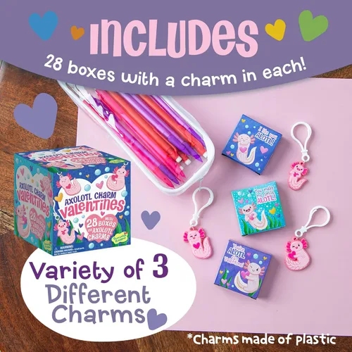 Miniatura 5 de Peaceable Kingdom Caja de San Valentín para niños, kit de caja del día de San Valentín para tarjetas de San Valentín para el aula de niños, dijes
