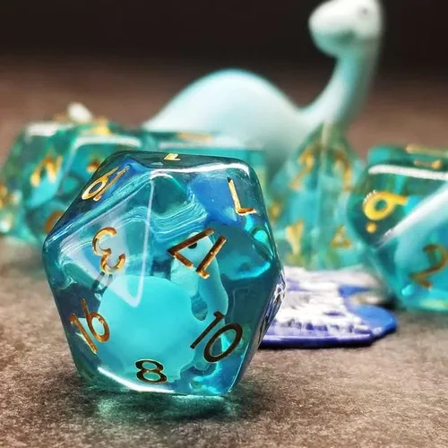 Miniatura 8 de Sage's Portal Juego de dados DND de resina para familiares de dinosaurios y reptiles, juego de dados poliédricos para Dungeons and Dragons RPG