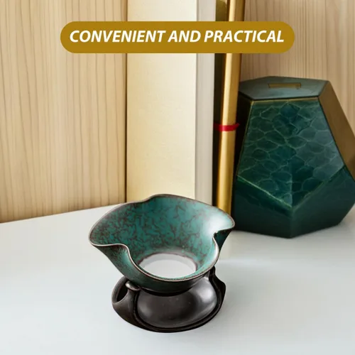 Miniatura 9 de CALLARON Infusor de té de cerámica, filtro de té de porcelana de hojas sueltas, filtro de té Kungfu con soporte, filtro de café, infusor de té