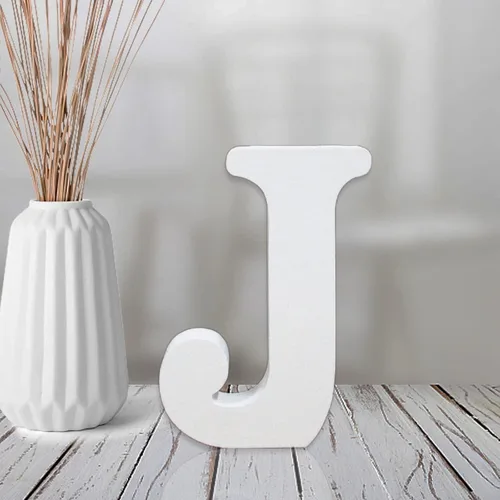 Miniatura 35 de AOCEAN Letras de madera blanca de 4 pulgadas sin terminar para decoración de pared, letras decorativas de pie en rodajas, decoración de tablero