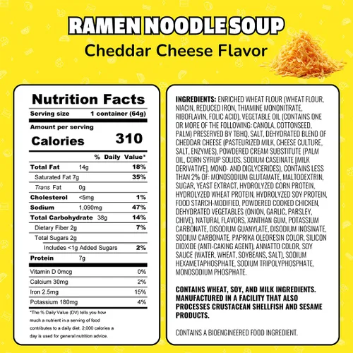 Miniatura 2 de Maruchan Fideos Ramen Instant Lunch con sabor a queso cheddar, sopa de fideos instantáneos estilo japonés, comida rápida y fácil, taza de 2.25 onzas