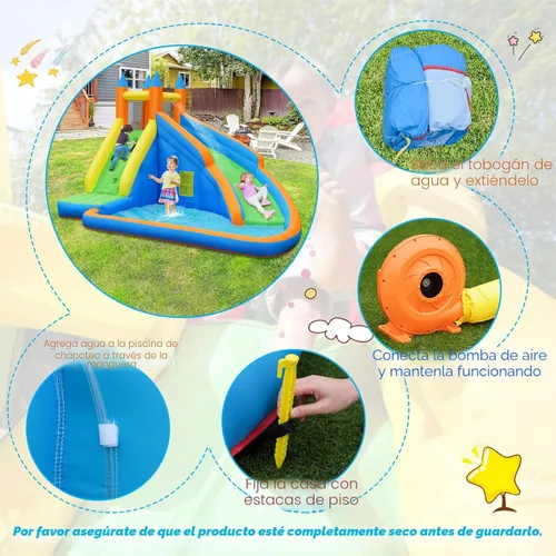 Miniatura 7 de Costzon - Tobogán acuático inflable, parque de toboganes gigantes inflables para niños, diversión al aire libre en el patio trasero, con soplador