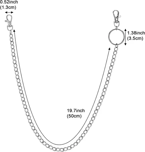 Miniatura 2 de PHOGARY 3 Pieces Jeans Chains Wallet Chain Pants Chain Pocket Chain Hip Hop Rock Chains Belt Chain Biker Trouser Chain
