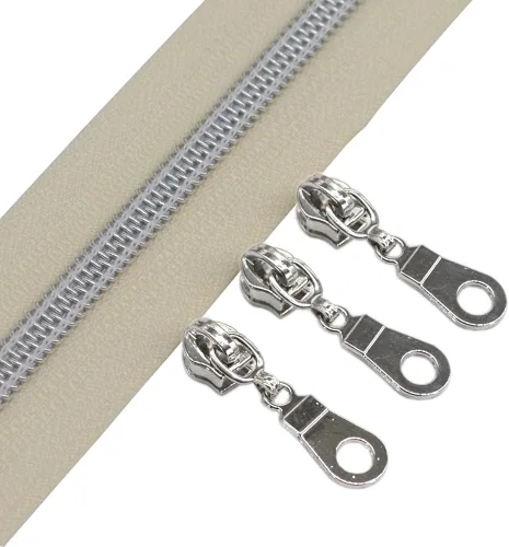 Miniatura 5 de YaHoGa #5 Cremalleras metálicas de nailon color latón antiguo de The Yard Bulk Cinta beige de 10 yardas con 25 unidades de tiradores para costura