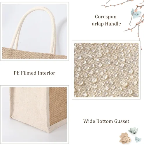 Miniatura 5 de Boao 10 bolsas pequeñas de yute de arpillera con asa, bolsas de regalo de yute para novias, bolsas de bienvenida de arpillera a granel para mujeres
