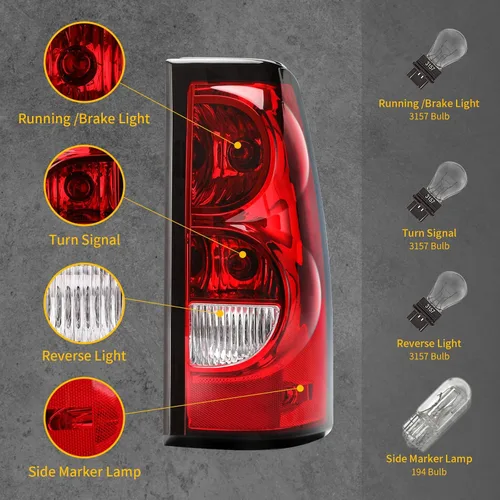 Miniatura 3 de Ensamble de luz trasera Tektend compatible con Chevy Silverado 1500 2500 3500 de 2003 2004 2005 2006, lámparas de freno traseras