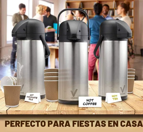 Miniatura 4 de Oferta de un día. Despachador de bebidas térmico, de 102 onzas. Vondior Termo de acero inoxidable para agua fría o caliente, con bomba. Cafetera 1