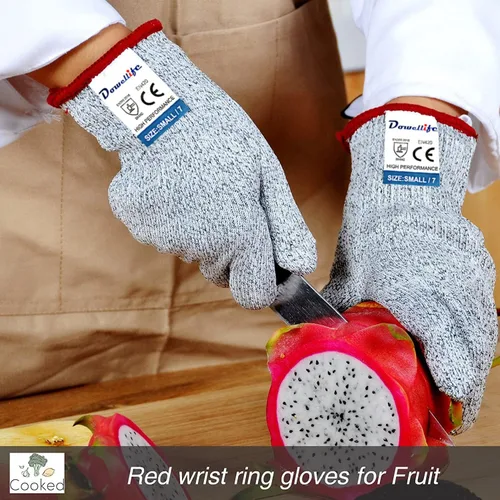 Miniatura 6 de Dowellife Guantes resistentes a los cortes, protección de nivel 5 de grado alimenticio, guantes de seguridad para cortes de cocina para pelar