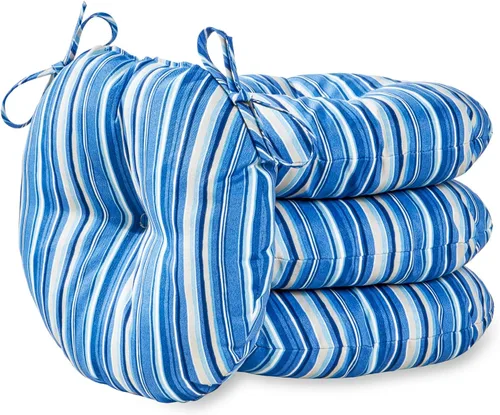 Miniatura 64 de Greendale Home Fashions Cojín redondo para asiento bistro de 15 pulgadas, 2 unidades (paquete de 1), Adobe Stripe