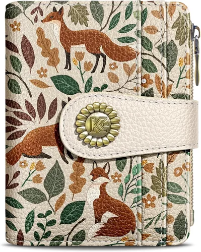 Miniatura 38 de Kelvoris Cartera pequeña Rfid para mujer, plegable, con cremallera, bolsillo para monedas, piel sintética, compacto, para tarjetas de crédito