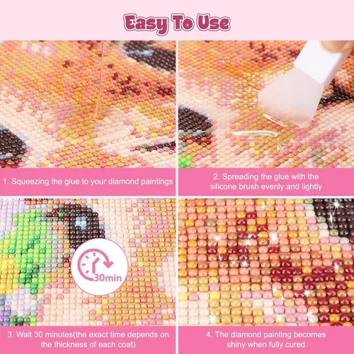 Miniatura 4 de GHHKUD Sellador de pintura de diamantes de 5.1 fl oz con pinceles, pegamento sellador de arte de diamantes DIY, aplicador de accesorios de pintura