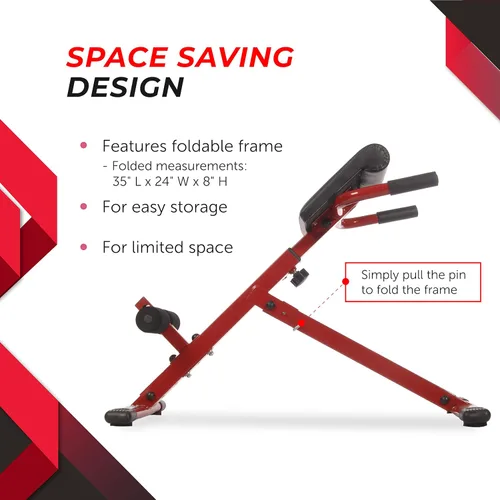 Miniatura 7 de Stamina X Banco de peso ajustable para ejercicios de abdominales, espalda y núcleo, banco de hiperextensión para sentadillas y fitness para Rojo