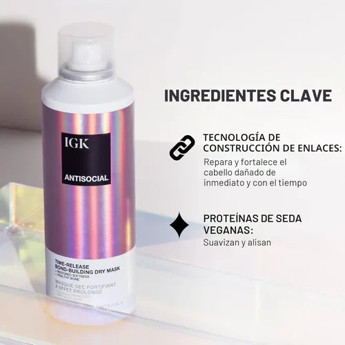 Miniatura 3 de IGK Antisocial Bond-Building Mascarilla para Cabello Seco, mascarilla nocturna para cabello seco y dañado, revitaliza el cabello sano, tratamiento
