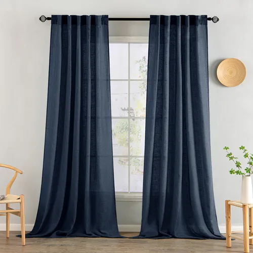 Miniatura 21 de MIULEE Cortinas de lino blanco de 108 pulgadas de largo para dormitorio, sala de estar, cortinas de ventana con textura de lino suave y grueso, Lino