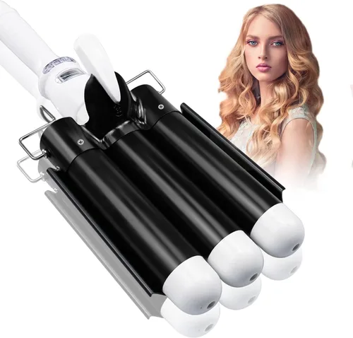 Miniatura 11 de Crimpadora de cabello rizador de tres barriles: herramienta de pelo Aleath de doble voltaje, rizador de hierro de 1 pulgada y 3 barriles
