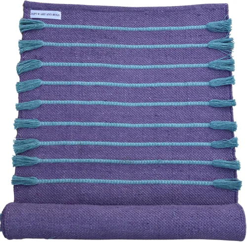 Miniatura 9 de Jaipur art & Rugs Estera de yoga de algodón orgánico - Alfombra tejida a mano ecológica - Antideslizante y gruesa (61x183x13mm) para fitness diario