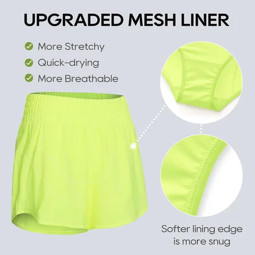 Miniatura 3 de CRZ YOGA Pantalones cortos de correr para mujer de cintura baja de 2.5 pulgadas, forro de malla de secado rápido para gimnasio, entrenamiento