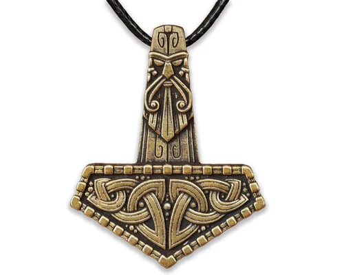 Miniatura 102 de Viking Thors Hammer Necklace Pendant - Vegvisir Aegishjalmur Helm of Awe Raven Huginn Muninn Pendant Necklace Amulet Talisman - Thor Necklace