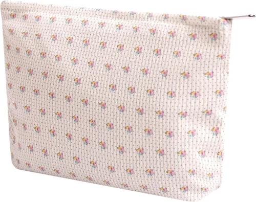 Miniatura 32 de Bolsas de cosméticos para mujer, bolsa de cosméticos de pana, bolsos estéticos para mujer, bolsos de mano con puntos sonrientes, organizador