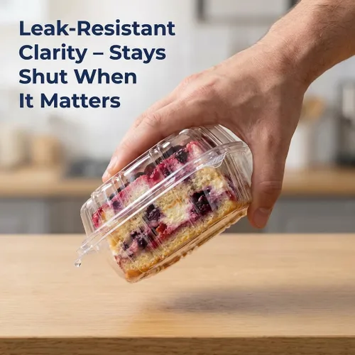 Miniatura 8 de Mr Miracle - Envases de almeja de plástico transparente desechables, resistentes a fugas y duraderos para entregas como Uber Eats, ideales