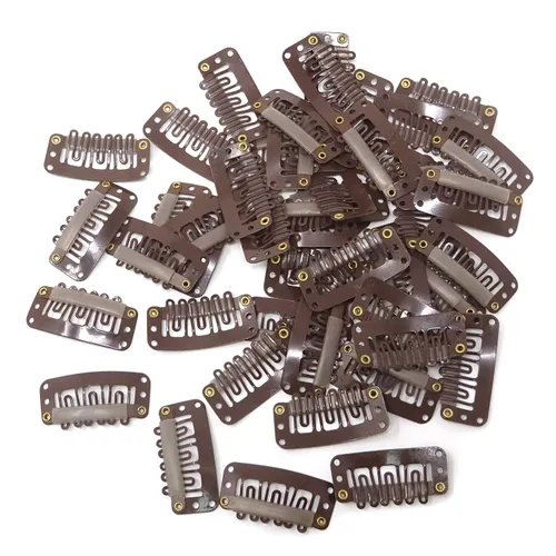 Miniatura 12 de Honbay 50 clips de presión en forma de U de 6 dientes para extensiones de cabello, 1.3 pulgadas (beige)