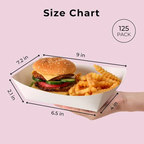 Miniatura 2 de Fit Meal Prep Paquete de 125 bandejas de papel de 5 libras para alimentos desechables de alta resistencia, bandeja de nachos blancos para fiestas