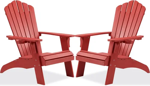 Miniatura 24 de Psilvam Silla Adirondack, silla para hoguera de madera de polietileno de gran tamaño con soporte para tazas, sillas de patio de soporte de 350 Blanco
