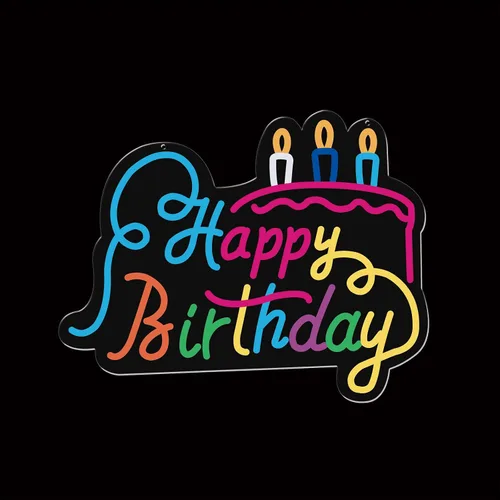 Miniatura 8 de Letrero de neón de feliz cumpleaños, luces LED alimentadas por USB, decoración de pared para fiesta de cumpleaños con bonito diseño, fácil