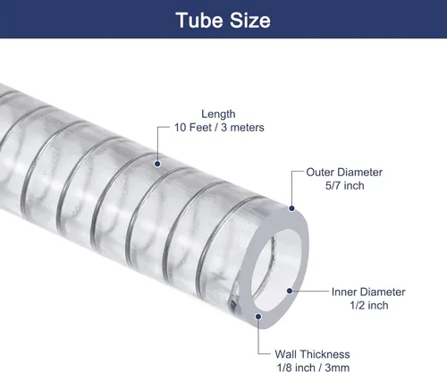 Miniatura 2 de uxcell Tubo de PVC de 1/2 pulgada de diámetro interior x 10 pies, tubo reforzado con alambre de acero, tubo flexible de manguera de vinilo flexible
