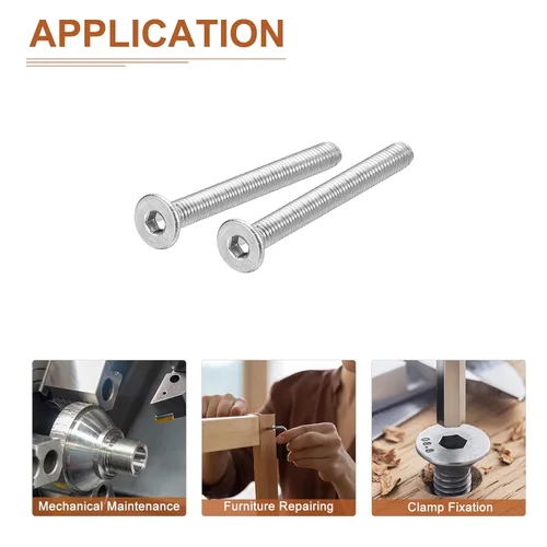 Miniatura 5 de DTGN Tornillos de cabeza plana M3-0.020 x 1.378 in, paquete de 50 tornillos de cabeza plana de acero inoxidable 304, rosca completa, pernos
