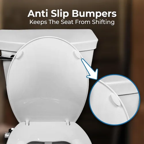 Miniatura 3 de GenieBidet Asiento de inodoro de bidé alargado - Boquillas dobles con adaptador en T y botella - Presión de agua ajustable y asiento de bidé de Lado