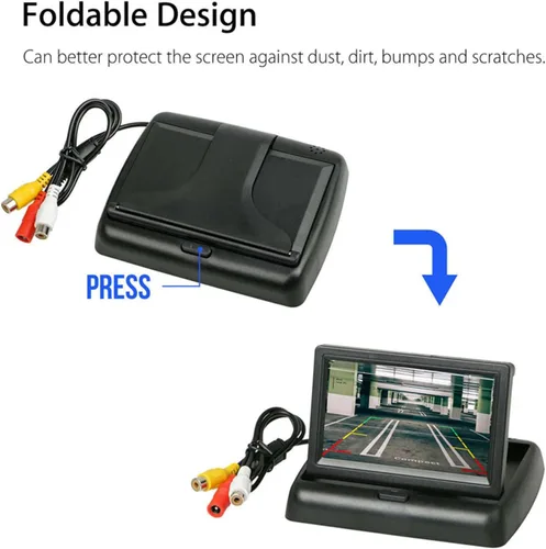 Miniatura 4 de 4.3 pulgadas pequeño mini digital abatible pantalla de monitor plegable para coche camión vehículo vista trasera kits de estacionamiento invertido