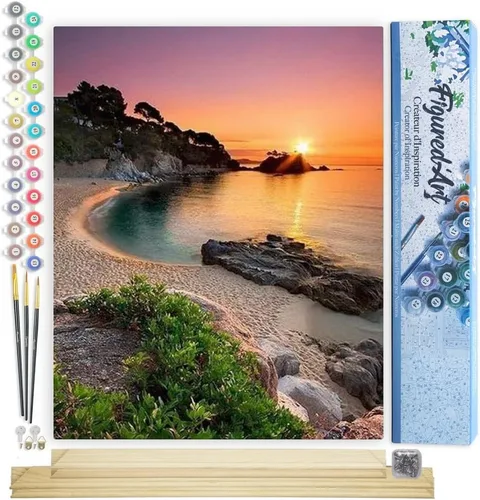 Miniatura 37 de Figured'Art - Juego de pintura por números, lienzo enrollado sin marco, para manualidades, para adultos, 16 x 20 pulgadas, jarrón de peonías