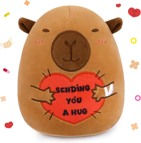 Miniatura 16 de Regalos para mujeres y niños, peluche de gato negro de 8 pulgadas, animales de peluche con texto en inglés "Get Well Soon", peluches de gato kawaii