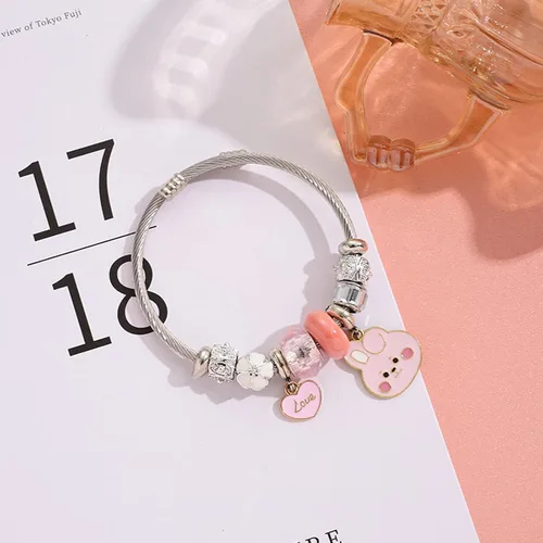 Miniatura 2 de Linda pulsera de anime, pulseras de acero inoxidable para mujer, pulsera de eslabones colgantes, regalo de joyería para fanáticos y niñas