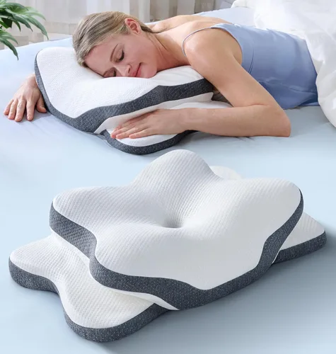 Almohada cervical para el cuello 5X para aliviar el dolor, almohada ergonómica refrescante para dormir, almohadas de espuma viscoelástica de