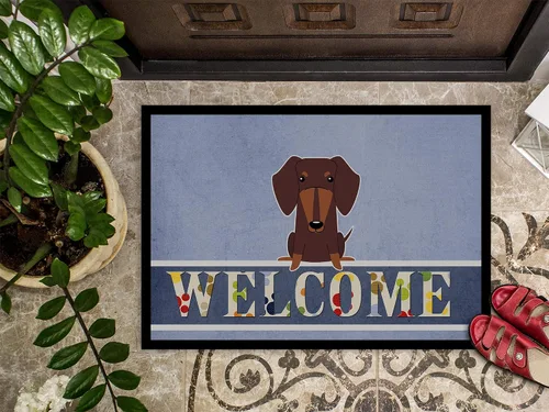 Miniatura 3 de Caroline's Treasures BB5712MAT - Tapete de bienvenida de chocolate con perro salchicha de 18 x 27 pulgadas, tapete para puerta delantera