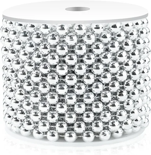 Miniatura 12 de Guirnalda de Perlas de 10MM, 10.06 Metros de Cadena de Perlas de Imitación Dorada, Rollo de Hilo para Decoración de Boda y Fiesta, Adornos