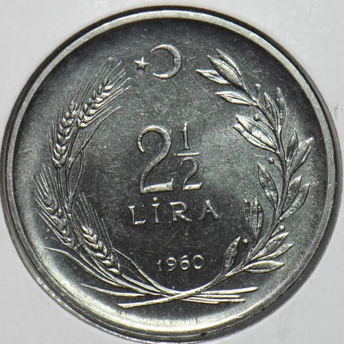 Miniatura 2 de Moneda Coleccionable Turquía 1960 2 1/2 Lira 195541