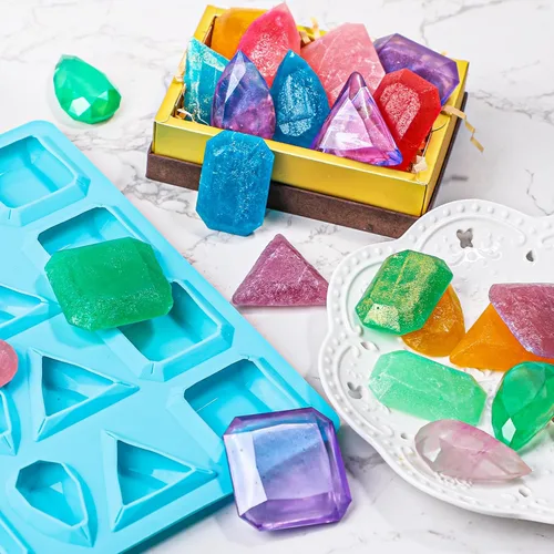 Miniatura 7 de Koluti Crystal Candy - Molde de silicona para hacer bricolaje, 16 cavidades, molde para hornear chocolate con gemas de caramelo de gomita