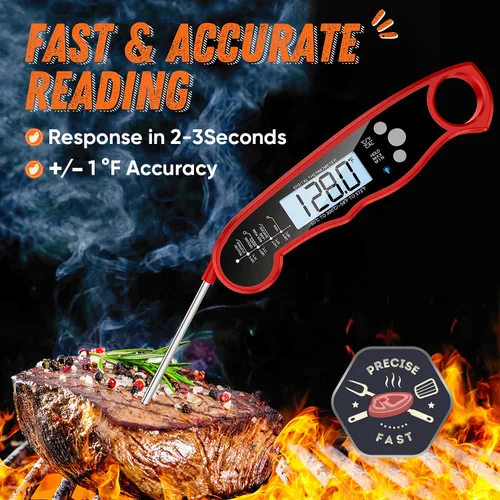 Miniatura 2 de Termómetro de Lectura Instantánea para Carne para Parrilla y Cocina, Termómetro Digital Rápido y Preciso para Alimentos con Luz de Fondo, Imán
