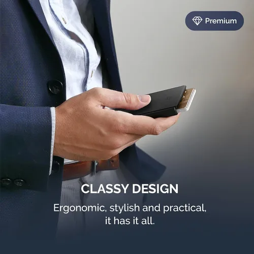 Miniatura 10 de ÖGON -DESIGNS- Tarjetero automático de aluminio, protección RFID contra fraude y desmagnetización, cartera delgada y minimalista para hombres