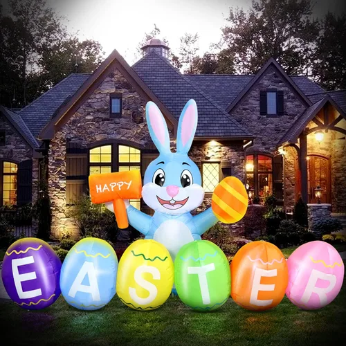 Miniatura 17 de Decoraciones inflables de Pascua para exteriores de 6 pies, con luces LED integradas, decoración de patio, para fiestas de Pascua, al aire libre